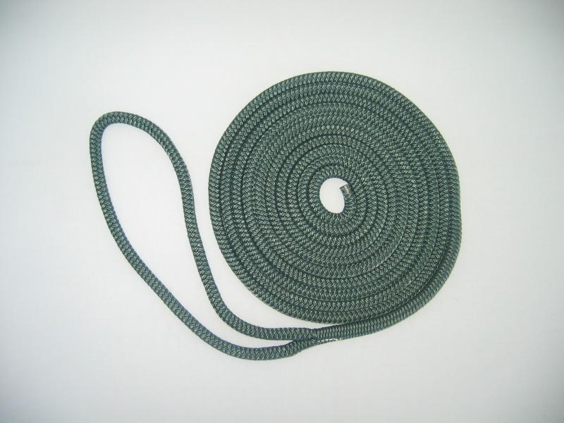 3/8" X 15' NYLON DOUBLE BRAID DOCK LINE - FOREST GREEN - Click Image to Close